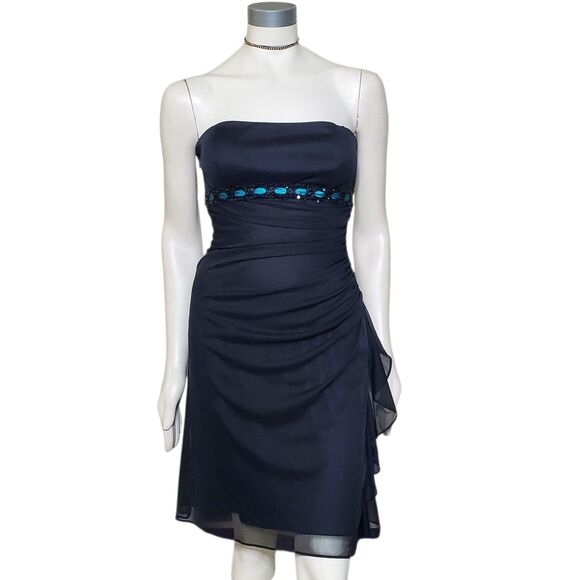 Betsy & Adam Black White VTG Cocktail Homecoming Evening Dress 10 Pin Up Retro - Picture 1 of 9